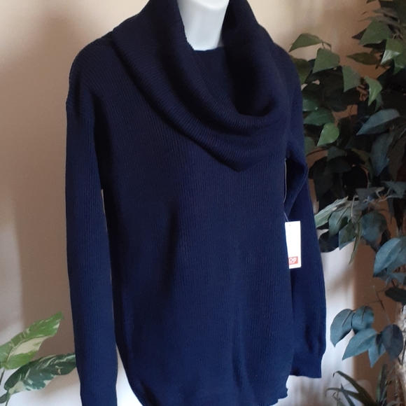 Joe Fresh Cowl Neck Navy Blue Sweater Sz Small - Picture 4 of 8